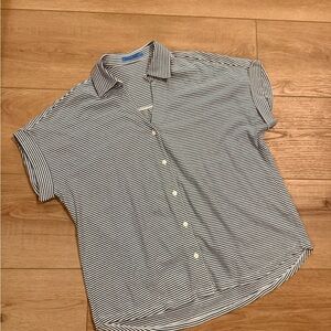 J. McLaughlin Navy and White Striped Shirt